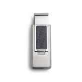 Stainless Steel Finish Flip Money Clip w/Black Carbon Fiber